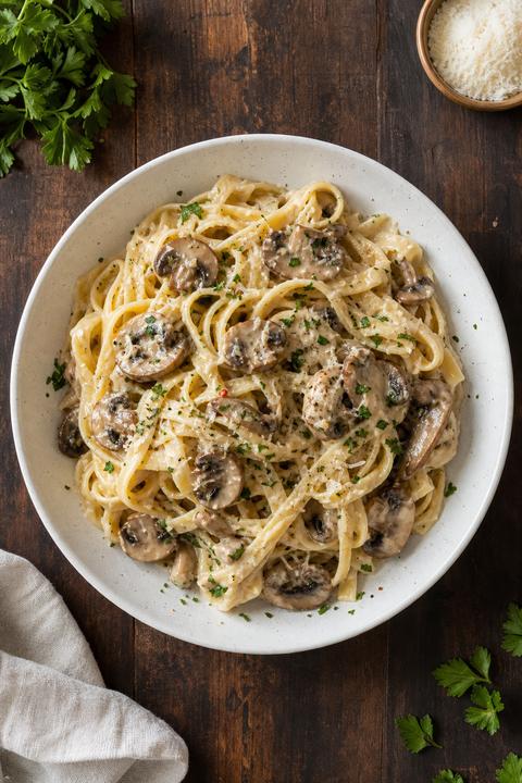 The Definitive Creamy Mushroom Fettuccine