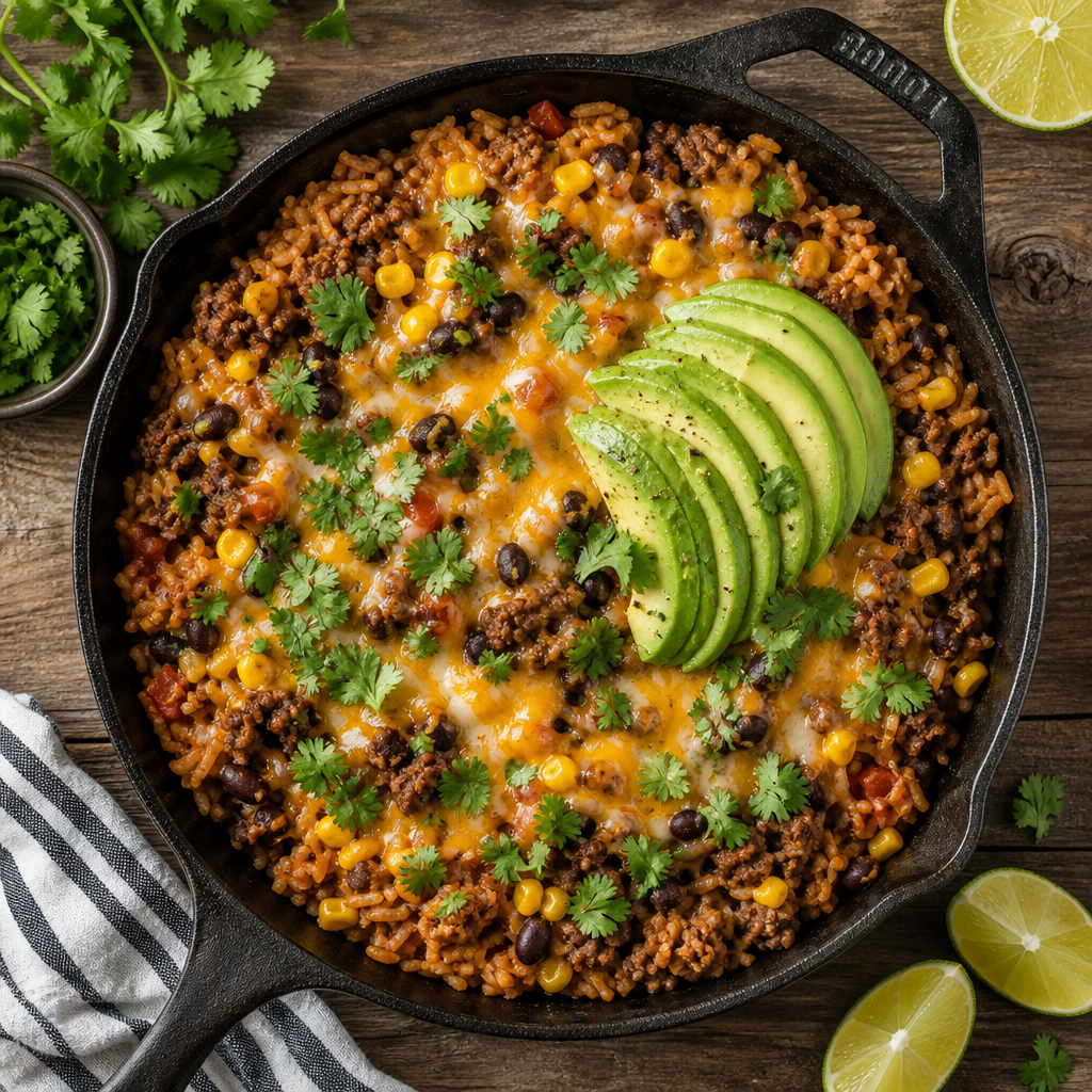 One-Pan Mexican Beef and Rice Skillet