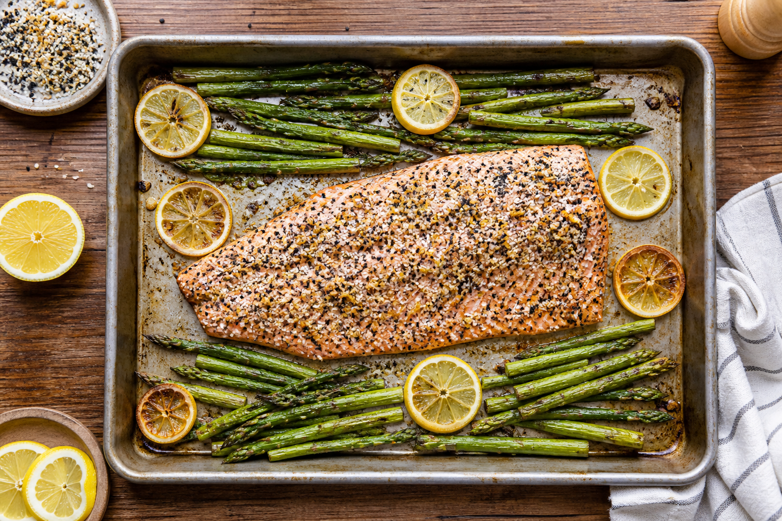 Ultimate Everything Bagel Salmon and Asparagus