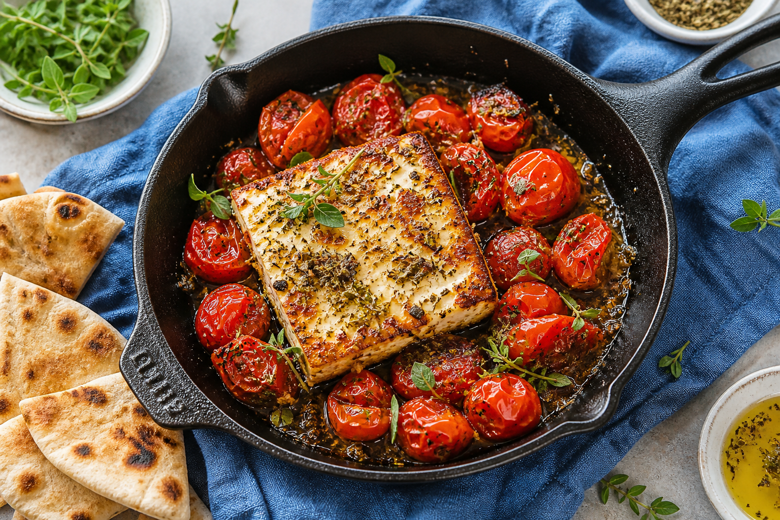 Crispy Pan-Fried Feta with Blistered Tomatoes